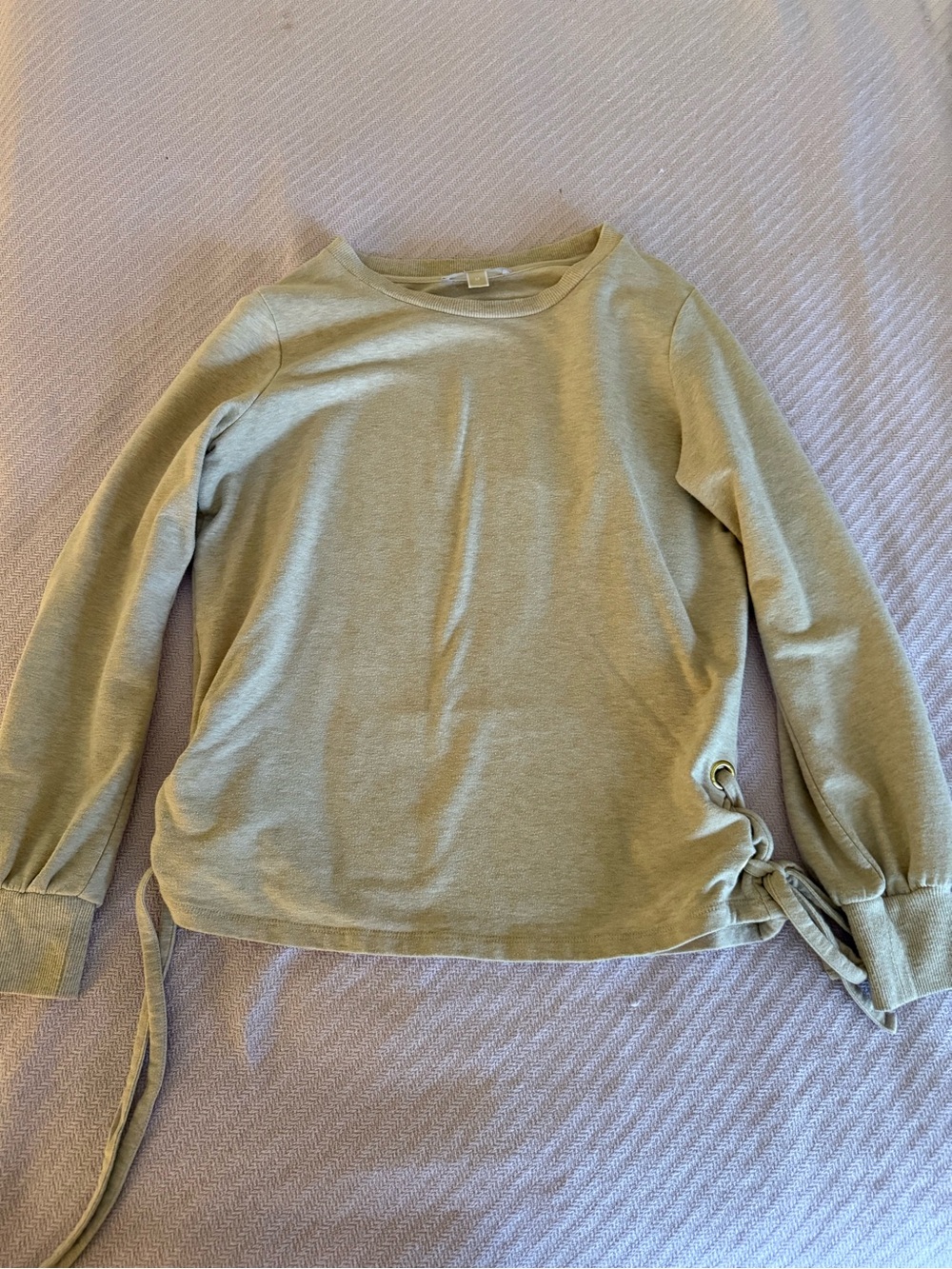 Michael Kors Women’s Beige Long-Sleeve Top with Side Tie Detail